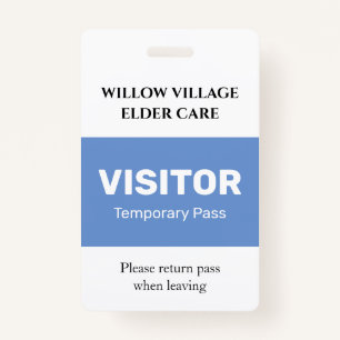 Grey Temporary Guest Pass Hospital Care Home ID Badge