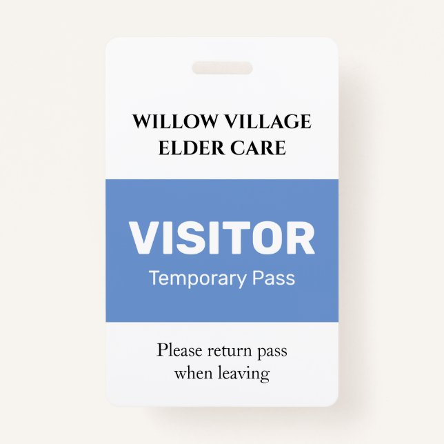 Grey Temporary Guest Pass Hospital Care Home ID Badge (Front)