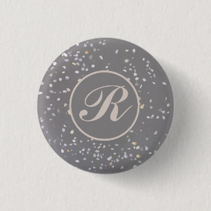 Grey Terrazzo Stone 3 Cm Round Badge