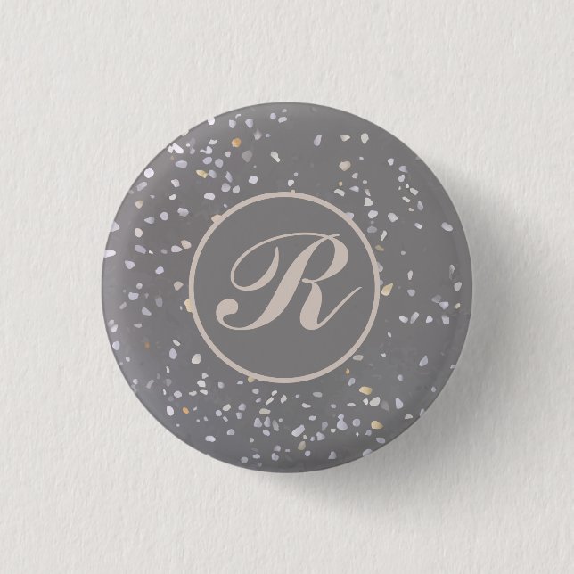 Grey Terrazzo Stone 3 Cm Round Badge (Front)