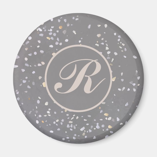 Grey Terrazzo Stone Magnet (Front)