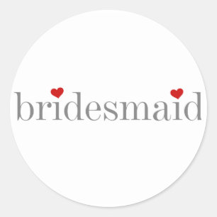 Grey Text Bridesmaid Classic Round Sticker