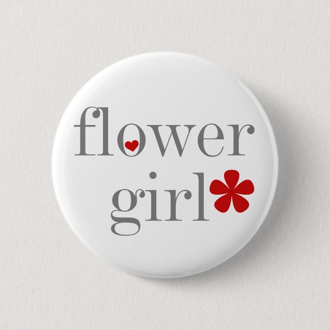Grey Text Flower Girl 6 Cm Round Badge (Front)