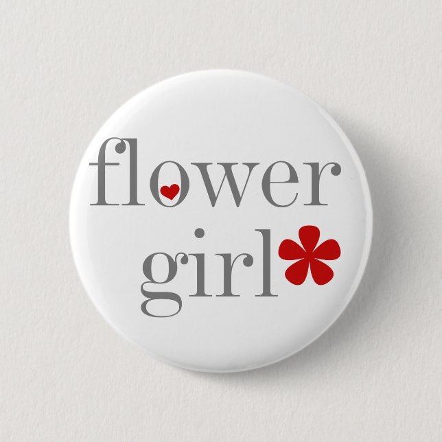 Grey Text Flower Girl 6 Cm Round Badge (Front)