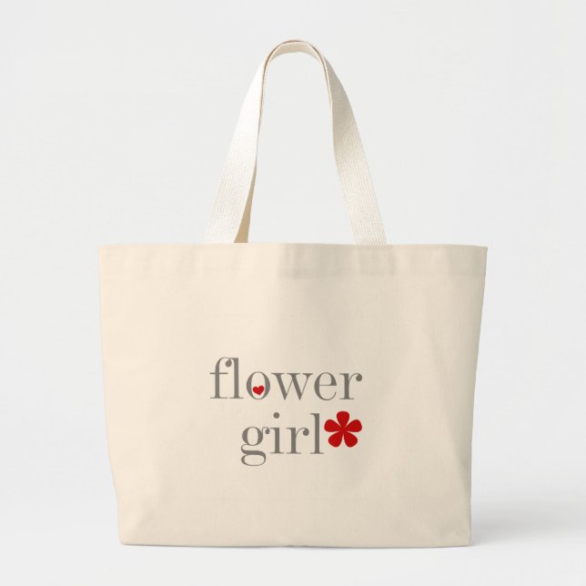 Grey Text Flower Girl Large Tote Bag (Front)