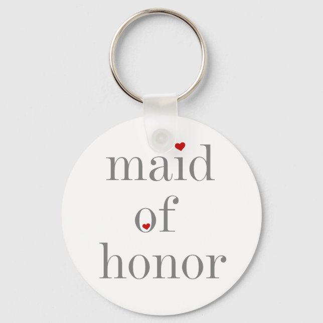Grey Text Maid of Honour Key Ring (Front)