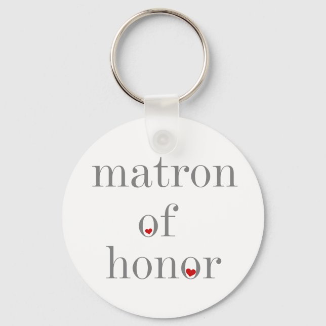 Grey Text Matron of Honour Key Ring (Front)
