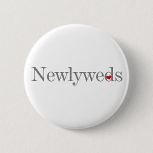 Grey Text Newlyweds 6 Cm Round Badge