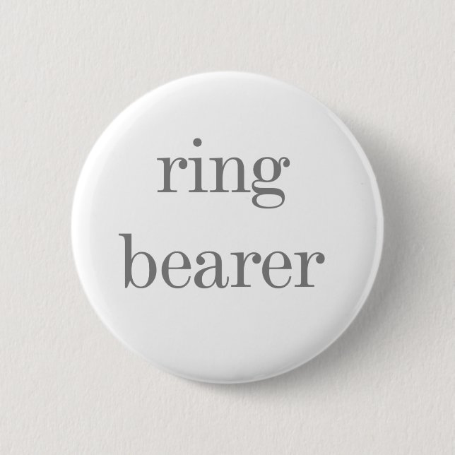 Grey Text Ring Bearer 6 Cm Round Badge (Front)