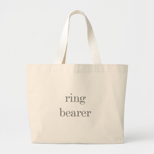 Grey Text Ring Bearer Large Tote Bag (Front)