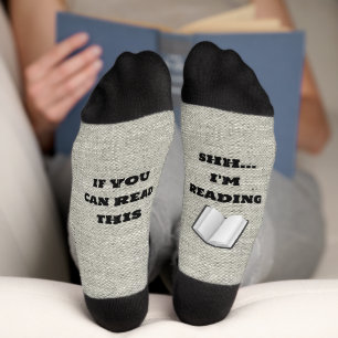 Grey Textile and Fun Text Socks