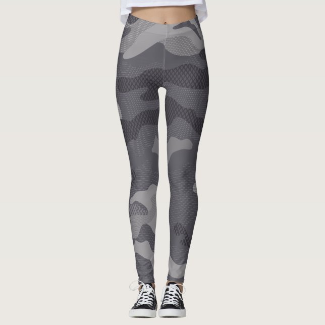Grey Texture Camouflage. Camo your Leggings (Front)