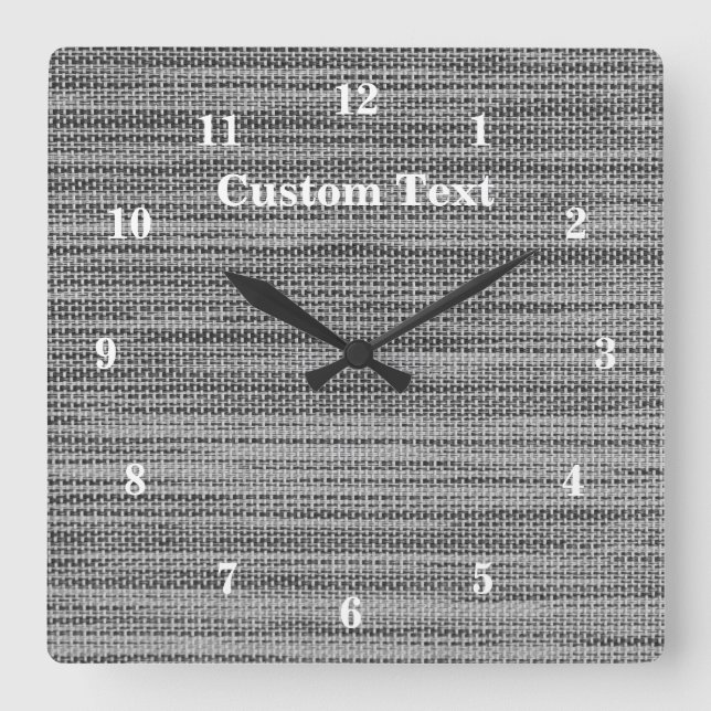 Grey Texture Fabrics Cotton Clock with Custom Text (Front)