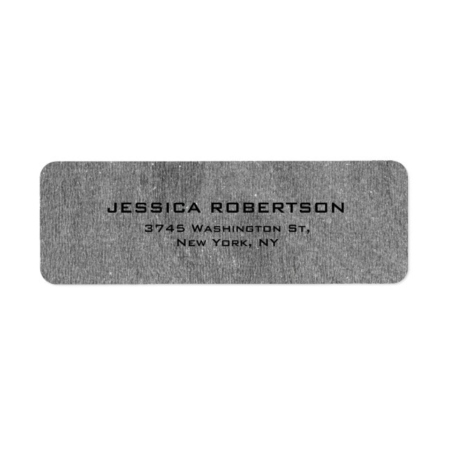 Grey Texture Plain Elegant Modern Trendy Return Address Label (Front)