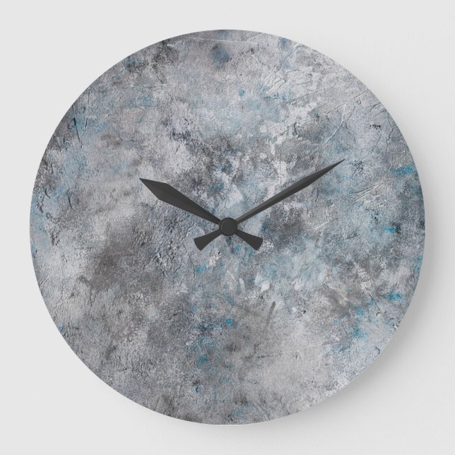 Grey textured concrete wall background large clock (Front)