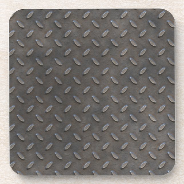 Grey Textured Industrial Metal Coaster (Front)