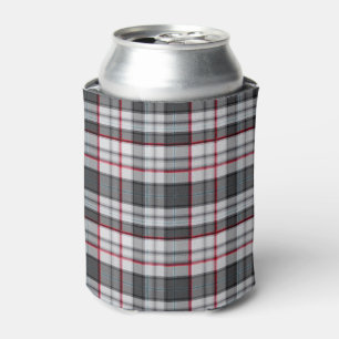 Grey textured tartan plaid can cooler