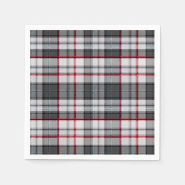 Grey textured tartan plaid  napkin (Front)