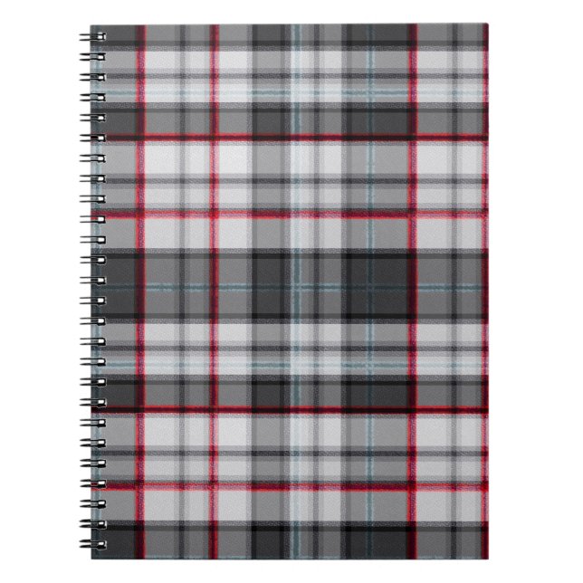 Grey textured tartan plaid  notebook (Front)
