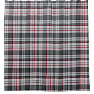 Grey textured tartan plaid  shower curtain