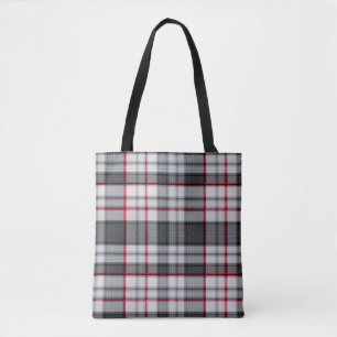 Grey textured tartan plaid tote bag