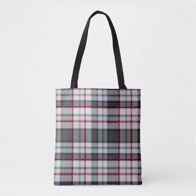 Grey textured tartan plaid  tote bag (Front)