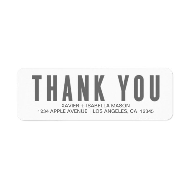 Grey Thank You Return Address Label (Front)