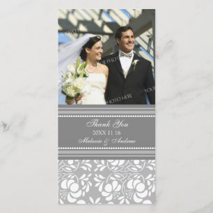 Grey Thank You Wedding Photo Cards