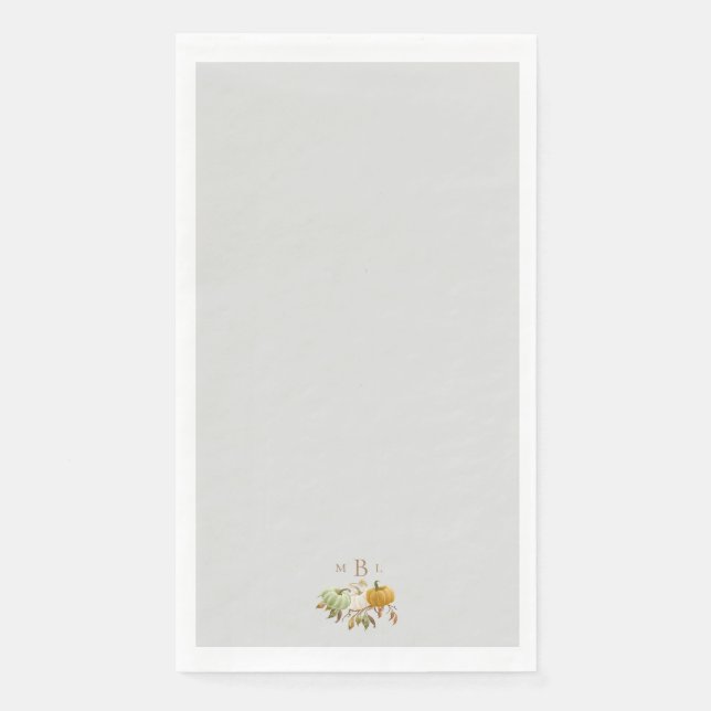 Grey Thanksgiving Pumpkin Monogram Napkin (Front)