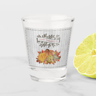 Grey Thanksgiving Pumpkins and Squash Shot Glass