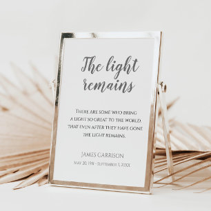 Grey The Light Remains Quote Memorial Service Poster