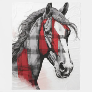 Grey the Plaid Horse Fleece Blanket