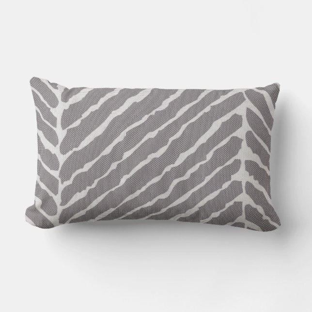 Grey Tiger Stripes Canvas Look Lumbar Cushion (Front)
