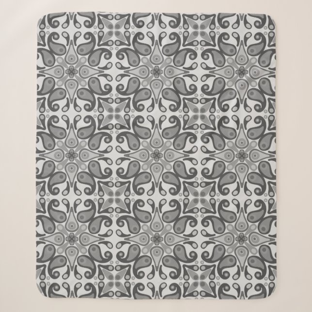 Grey tile Sherpa Blanket (Front)