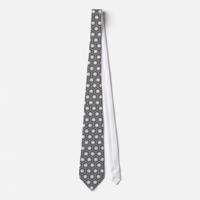 Grey Tiled Hex Tie (Front)