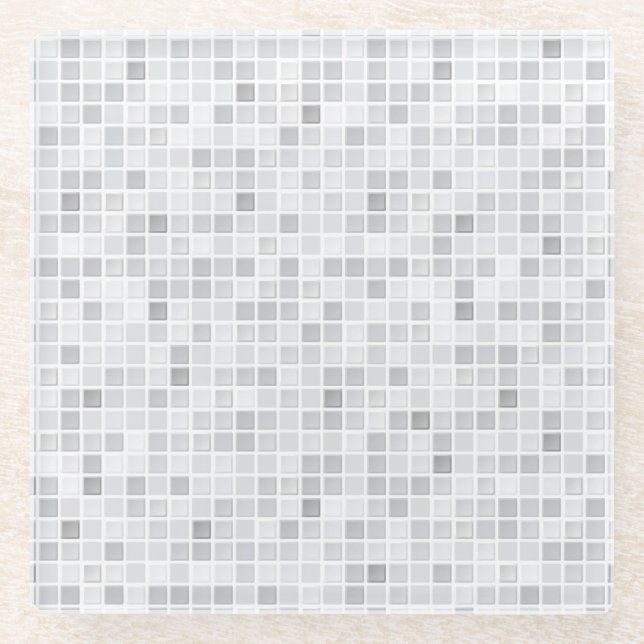 Grey Tiles Pattern Glass Coaster (Front)