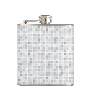 Grey Tiles Pattern Hip Flask