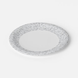 Grey Tiles Pattern Paper Plate