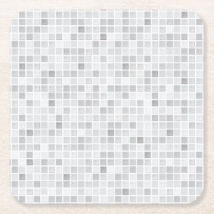 Grey Tiles Pattern Square Paper Coaster