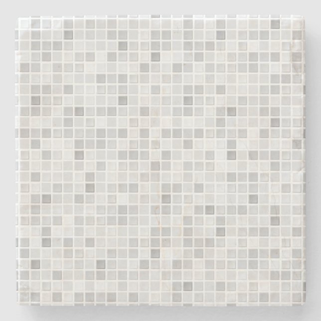 Grey Tiles Pattern Stone Coaster (Front)