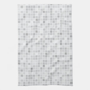 Grey Tiles Pattern Tea Towel