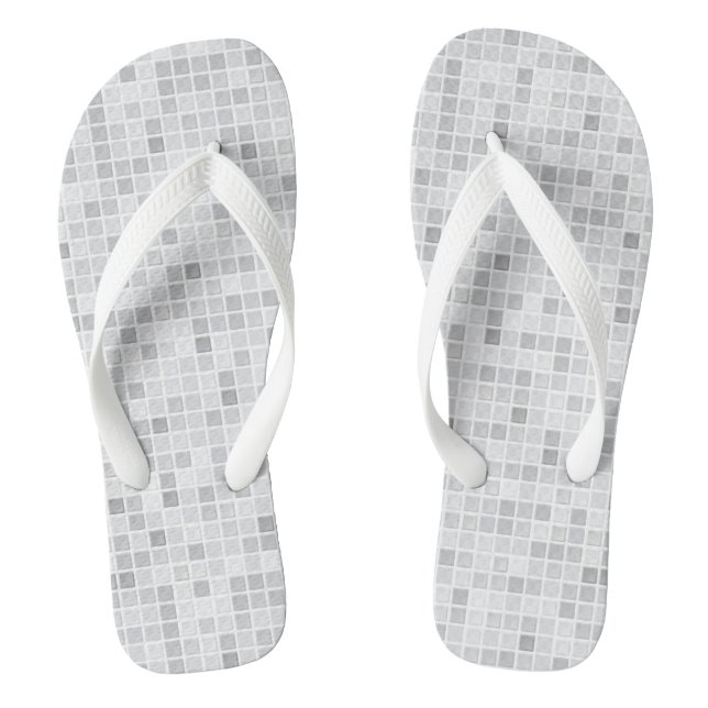 Grey Tiles Pattern Thongs (Footbed)