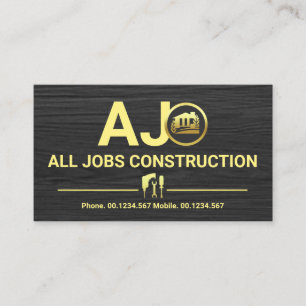 Grey Timber Monogram Construction #ZazzleMade Business Card