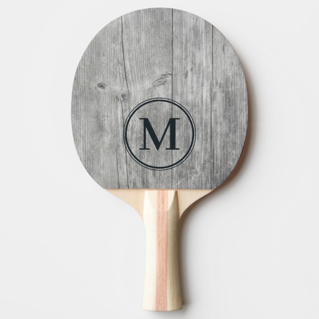 Grey Timber Monogram Ping Pong Paddle (Front)