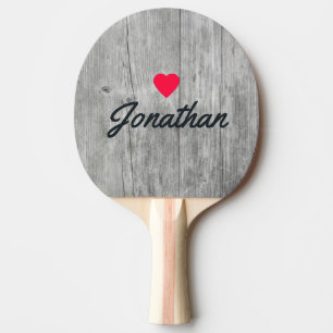 Grey Timber Vintage Heart Signature Ping Pong Paddle
