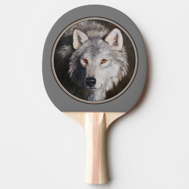 Grey Timber Wolf Face Portrait Ping Pong Paddle (Front)