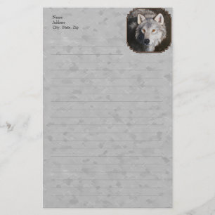 Grey Timber Wolf Face Stationery
