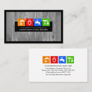 Grey Timber Wood Layer Handyman Tools Business Card