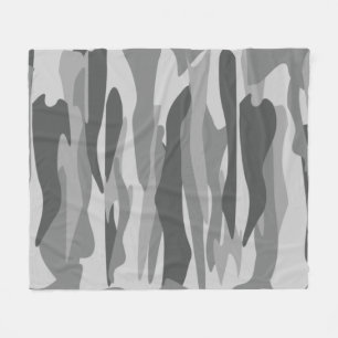 Grey Tone Abstract Camouflage Fleece Blanket
