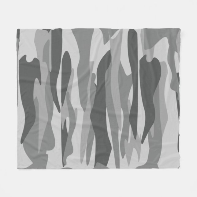 Grey Tone Abstract Camouflage Fleece Blanket (Front (Horizontal))